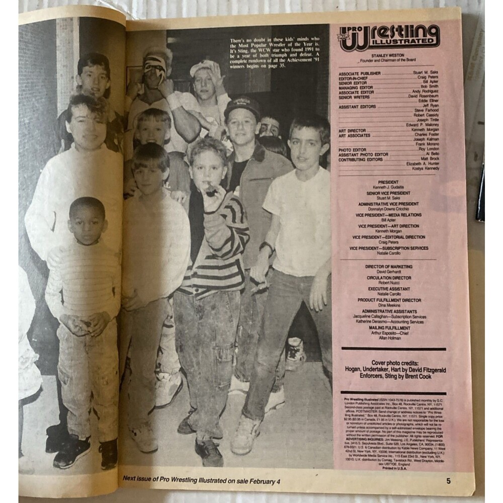 Pro Wrestling Illustrated March 1992 PWI 1991 Year in Review Undertaker Sting Br - Picture 5 of 5
